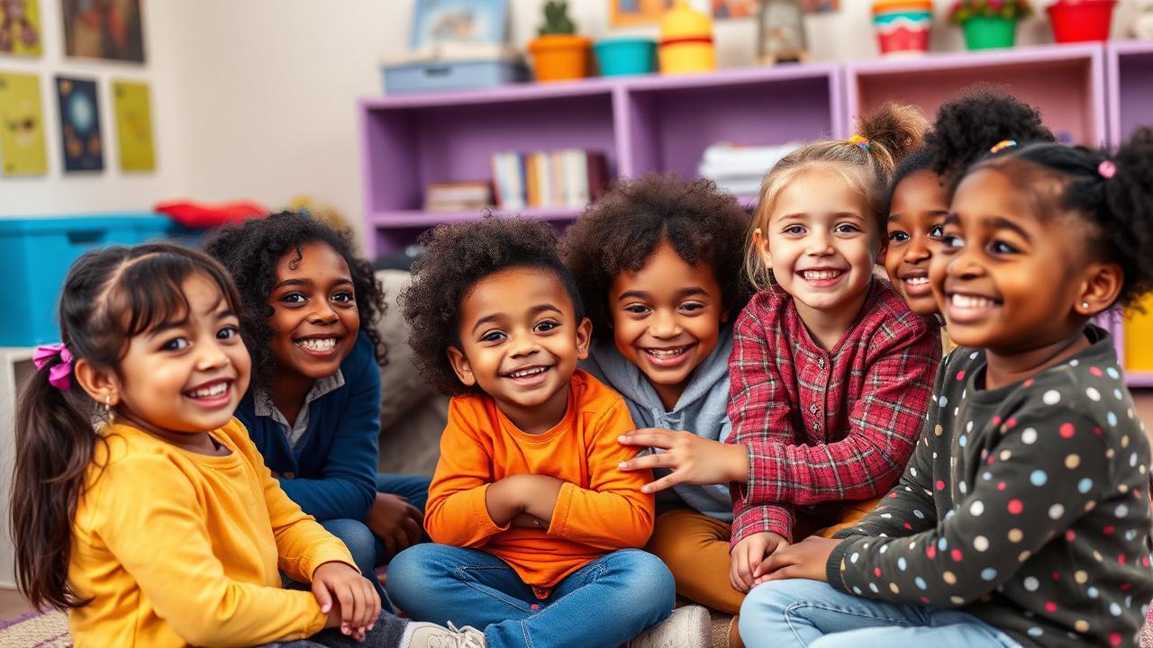 Children developing social skills through group activities